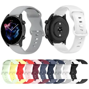 22mm S/L Sport Bracelet Bracelet de remplacement pour <span class=keywords><strong>Amazfit</strong></span> <span class=keywords><strong>GTR</strong></span> <span class=keywords><strong>3</strong></span> Couleur unie Boucle papillon Bracelet de montre en silicone - Product Image 1