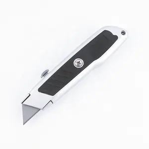 utility knife box cutter Blade Replaceable Three-Gear Adjustment carbon steel Handle with aluminium alloy +TPR