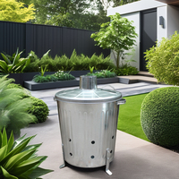 Incinérateur de jardin portable en métal 16L 35L avec couvercle Brûleur de déchets de jardin Feuilles brûlantes Papier Bois Poubelle Jardin