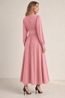 Robe Midi Femme Fatale Col V Style Français 2026 pour Femme, Coupe Évasée, Élégante et Sophistiquée, Printemps/Automne/Hiver