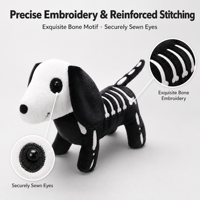 Produsen mainan kustom kerangka Halloween anjing boneka mewah Super lembut emas dicap stres dekorasi hadiah liburan