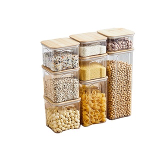 OWNSWING Clear Food Storage Container BPA-Free Dry Food Storage Container Airtight Food Container With Bamboo Lid