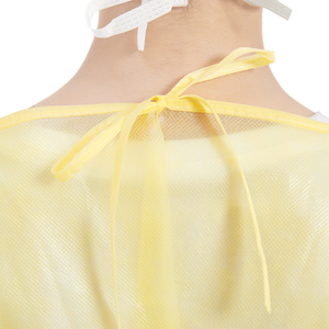 Robe d'opération jaune PP PE imperméable AAMl niveau 3 robe d'isolement robes jetables médicales fournisseurs Hubei Haixin - Product Image 6