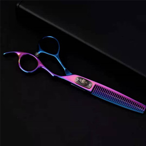 Tijeras de Peluquería Inoue Kazunari, Juego de Siete Colores Azules, Tijeras de Entresacar para Diestros, Acero Inoxidable SUS440C - Product Image 3