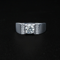 Bague de fiançailles et de mariage pour homme en argent sterling S925, double rangée de diamants, moissanite 1 carat, bijoux tendance