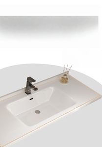 Cream style <b>bathroom</b> <b>cabinet</b> modern minimalist <b>bathroom</b> ceramic integrated basin washbasin smart basin - Product Image 6