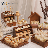 Présentoir à desserts rustique en bois massif, ensemble de plateaux de service en bois massif pour la Chine, Hubei, mariage, fiançailles, anniversaire, buffet, traiteur
