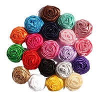 5cm Satin Rose Fleurs Artificielles pour Décoration De Voiture De Mariage DIY Tissu Matériel Fleurs
