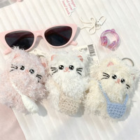 Nouveau Pendentif Mini Animal de Dessin Animé Chien Chat Renard Mignon pour Sac à Dos, Poupée Porte-clés 10,5 cm en Tissu Rembourré Coton PP Unisexe Jandudu