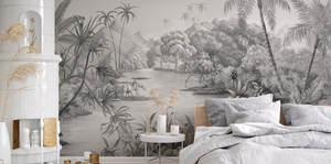 Adesivi <span class=keywords><strong>Murali</strong></span> Personalizzati <span class=keywords><strong>Foresta</strong></span> Tropicale per Sfondo Divano e TV in Soggiorno, Carta da Parati per Hotel, Murale - Product Image 6