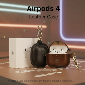 Funda de Cuero Vegano Italiano Vintage <span class=keywords><strong>OEM</strong></span> ODM para Airpod 4, Funda Protectora Antipérdida para Airpod, Compatible con Carga Inalámbrica CF1209 - Product Image 2