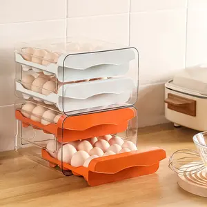 المنظم الأكثر مبيعًا لبيض سعة كبيرة حامل بيض للثلاجة حاوية تخزين بيض متعددة الطبقات