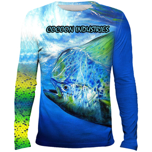 Herren Mahi-Mahi Angelhemd Langarm Fischmuster Performance Outdoor-Hemd Maßgeschneiderte Sublimations-Angelkleidung - Product Image 2
