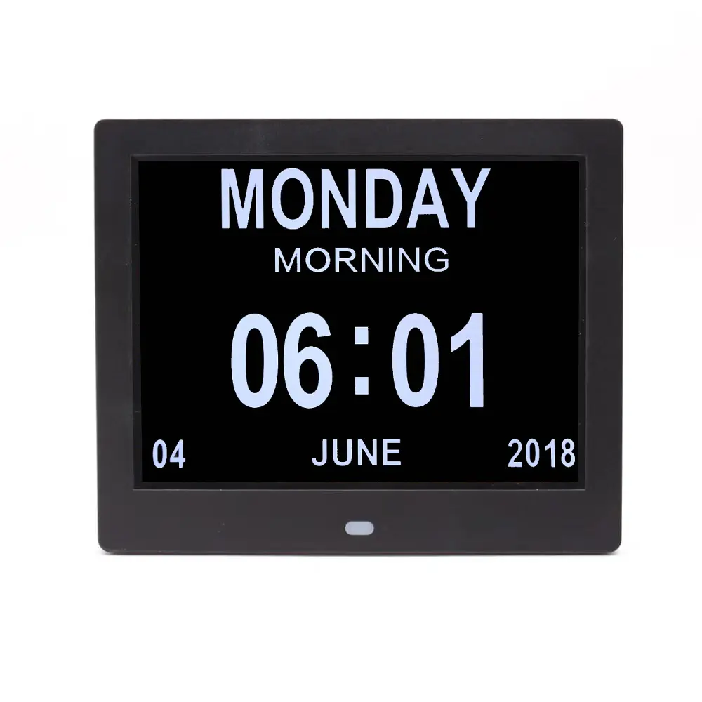 Digital calendar alarm clock display week day time 8 inch wall mini clock