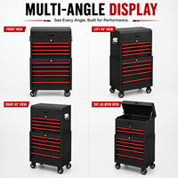 Armoire à outils roulante en acier robuste Guanpin avec roulettes verrouillables, glissières à roulements à billes, capacité de charge de 250 kg, classique
