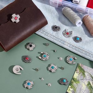 NBEADS Pcs Alloy Decorative Rivets Screw Back Buttons Horseshoe Vintage Turquoise Rivets For Leather Clothes Bag <b>Purse</b> Craft - Product Image 4