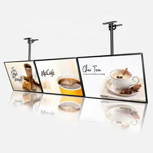 Ceiling hang milk tea coffee shop magnetic led menu light box display board aluminum frame