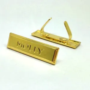 Individuelle Handtasche eingraviertes Logo Namensschild U-Bein Gepäck goldene Metalltasche Schuh Logo-Tag