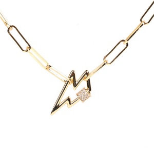 قلادة سلسلة ذهبية سميكة بقفل كارابينر، قلادة سلسلة مستطيلة بقفل - Product Image 5