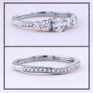 SGARIT custom Collection 0.45 Ctw Round Diamond Lab Grown Five Stone Engagement <b>Ring</b> <b>Set</b> For Women In 14K Solid <b>Gold</b> - Product Image 2