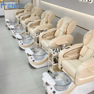 Poltrona Reclinabile Regolabile con Schienale di Lusso per Salone, Sedia da Pedicure Spa con Vasca per Piedi - Product Image 2