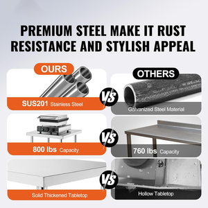 Banc de travail en acier inoxydable robuste à 2 niveaux |   Équipement de cuisine commerciale pour restaurant, hôtel, cuisine domestique - Product Image 3