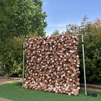 Mur de fleurs enroulable avec support, panneau floral artificiel en roses, portable et réutilisable pour événements et mariages