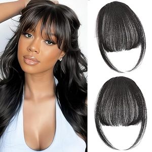 Frange à clipser en cheveux synthétiques couleur naturelle, effet effilé, avec mèches latérales, pour femmes - Product Image 1