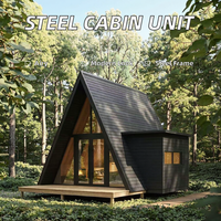 Cabine de glamping triangulaire extensible avec grandes fenêtres en verre, porte de sécurité en acier, salon, protection de l'environnement