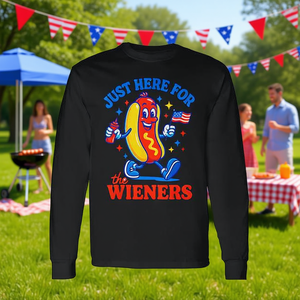 Camiseta de manga larga Just Here For The Wieners 4th Of July Hot Dog - Product Image 3