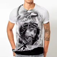 T-shirts imprimés 3D à motif croix de Jésus, streetwear pour hommes, t-shirt décontracté à manches courtes, t-shirts surdimensionnés, tops Harajuku Y2k, vêtements pour hommes