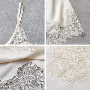 Vestido de Diseño Personalizado para Mujer: Seda Fluida con Apliques de Encaje y Tirantes Finos - <span class=keywords><strong>Colección</strong></span> Boutique OEM - Product Image 3