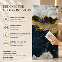 Panneau mural en faux marbre noir doré MORLENX, revêtement UV, PVC, résistant au feu, plaque sans joint pour la décoration des magasins de détail et des bureaux