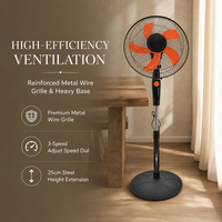 Ventilateur sur pied électrique haut de gamme 16 pouces, aérodynamique, 5 pales en PP, grille en plastique ou en fer, hauteur réglable pour chambre et salle à manger