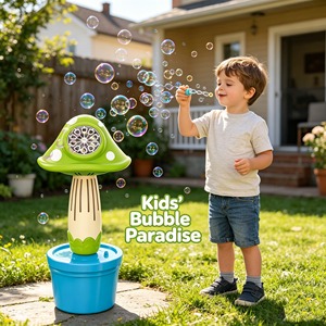 Nuova Macchina per <span class=keywords><strong>Bolle</strong></span> a Forma di Fungo con Luce LED a 3 Colori, Anti-Perdita, Automatica, con 2x50ml di Soluzione per Bambini - Product Image 4