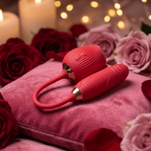 Vibrateur médical en silicone rose à double moteur, 7 niveaux de succion, 10 vitesses, étanche IPX7, pour clitoris et point G féminin - Product Image 2