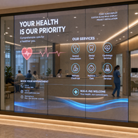 Écran LED transparent d'intérieur à haute transparence pour cloison en verre de clinique