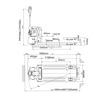 รถยกพาเลทไฟฟ้าแบบเดินตาม ขนาด 1500กก. 1800กก. 2000กก. แบตเตอรี่ลิเธียม 24V 20Ah ลดราคาพิเศษ - Product Image 4