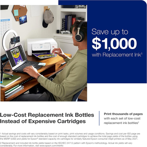 Imprimante tout-en-un sans cartouche Epson EcoTank ET-2803 sans fil couleur avec scanner et prise en charge AirPrint - Product Image 3