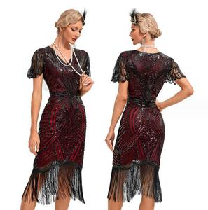 Robe des années 20, style <span class=keywords><strong>Charleston</strong></span>, pour le Grand Gatsby, Downton Abbey, invitées de mariage, demoiselles d'honneur, costumes de performance artistiques pour femmes - Product Image 6