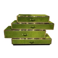 Meuble de rangement de luxe italien en cuir et crin de cheval, design moderne, avec tiroirs métalliques, pour chambre d'hôtel