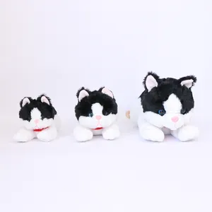 仿真定制毛绒黑白猫尺寸可定制可爱漂亮猫宝宝安全面料毛绒玩具