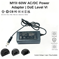 Adaptateur secteur haute efficacité en matériau PC 12V 24V 16V 220V 19,5V 3,42A 7,5V 32V AC/DC 65W pour appareils électroniques