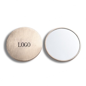 Miroir de poche rond mini en alliage de zinc doré, personnalisable au laser, logo sur un seul côté, vente en gros - Product Image 1