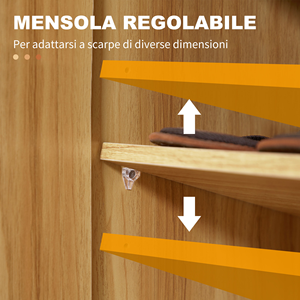 <span class=keywords><strong>Armoire</strong></span> à chaussures en bois moderne et peu encombrante, pouvant accueillir 12 paires, avec 4 étagères ouvertes, 83x30x90 cm, brun clair. - Product Image 5