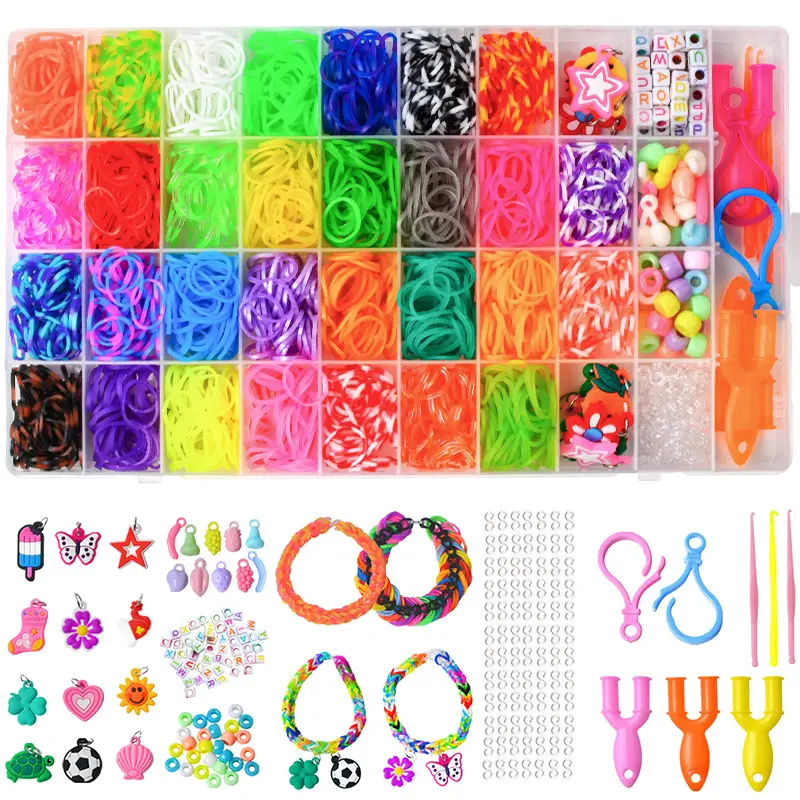 36 Grids Color Rubber Band Handmade Knitting Diy Children's Toys Woven Bracelets Color Rubber Bands Puzzle Set
