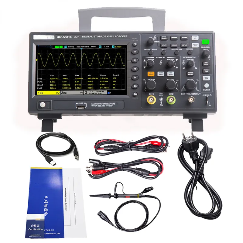 2CH 100Mhz/150Mhz Almacenamiento USB Osciloscopio Multímetro portátil Probador 2D10 Osciloscopio digital