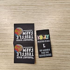 Wholesale High Density Custom Brand <b>Name</b> Clothing Center Fold Neck Tags Fabric Woven Garment <b>Label</b> Size <b>Label</b> - Product Image 1