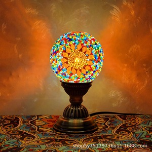 Bán Buôn trong Nhà Phòng Ngủ Chiếu sáng cơ thể thủy tinh điều khiển cảm ứng Ma-rốc kỳ lạ khảm nhỏ sáng dân tộc cafe bàn đèn - Product Image 3