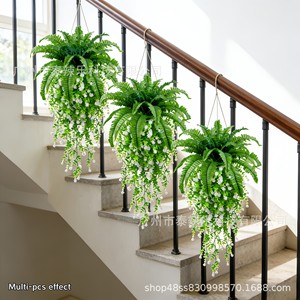 ต้นเฟิร์นประดิษฐ์และดอกไม้แขวน ขนาด 75.6 ซม. สีเขียว สำหรับตกแต่งสวนในร่มและกลางแจ้ง - Product Image 4